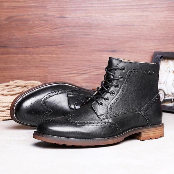 boots or designs on woodwork men's leather shoes business english wind dress male high help, Black
boots or designs on woodwork men's leather shoes business english wind dress male high help, Black