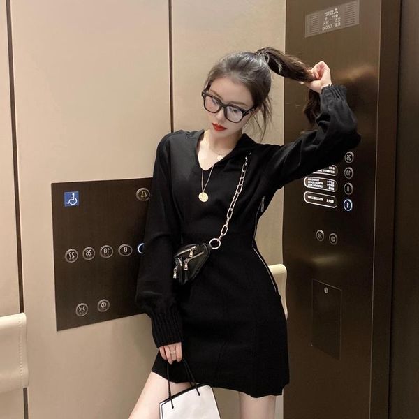 casual dresses preppy style solid zippers spring fall mini dress hooded black women sweet fashion brand v-neck long sleeve, Black;gray
casual dresses preppy style solid zippers spring fall mini dress hooded black women sweet fashion brand v-neck long sleeve, Black;gray