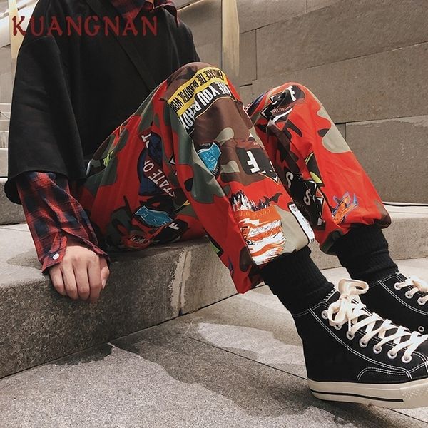 Men's Pants Kuangnan Japanese Streetwear Harem Sweatpants Hip Hop Jogger Clothes Joggers Xxl MTO6, Black
