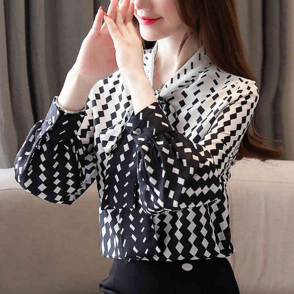 autumn women ladies bow printing chiffon blouse button plaid long sleeve shirtsblusas femininas clothes 6942 50 210415, White
autumn women ladies bow printing chiffon blouse button plaid long sleeve shirtsblusas femininas clothes 6942 50 210415, White