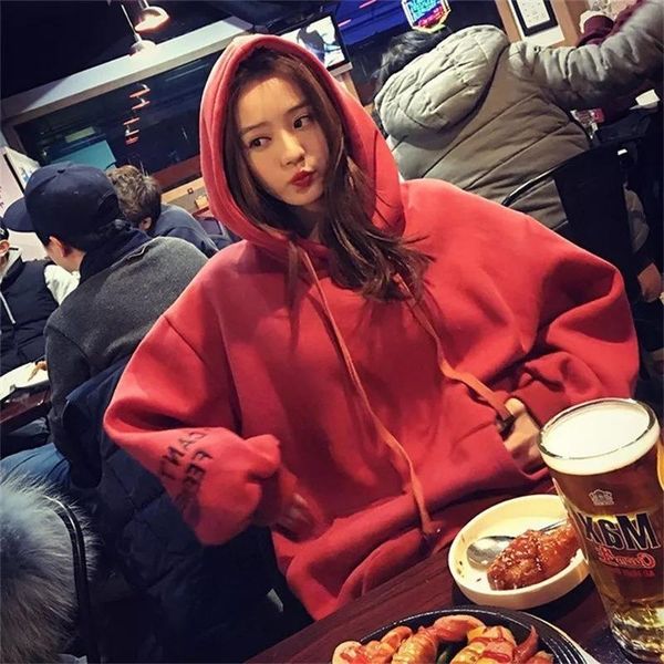 women's long sleeve south korean loose plush thickened hoodie in autumn and winter 2021 drop fashion pullovers hoodies & sweatshirts, Black
women's long sleeve south korean loose plush thickened hoodie in autumn and winter 2021 drop fashion pullovers hoodies & sweatshirts, Black