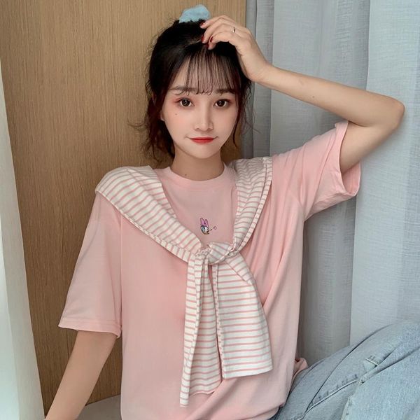 cotton real s female navy collar stripe summer t-shirt college wind women's, White
cotton real s female navy collar stripe summer t-shirt college wind women's, White