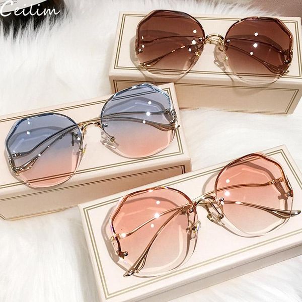 sunglasses oversized rimless gradient women 2021 fashion round clear sun glasses shades female travel eyewear uv400, White;black
sunglasses oversized rimless gradient women 2021 fashion round clear sun glasses shades female travel eyewear uv400, White;black
