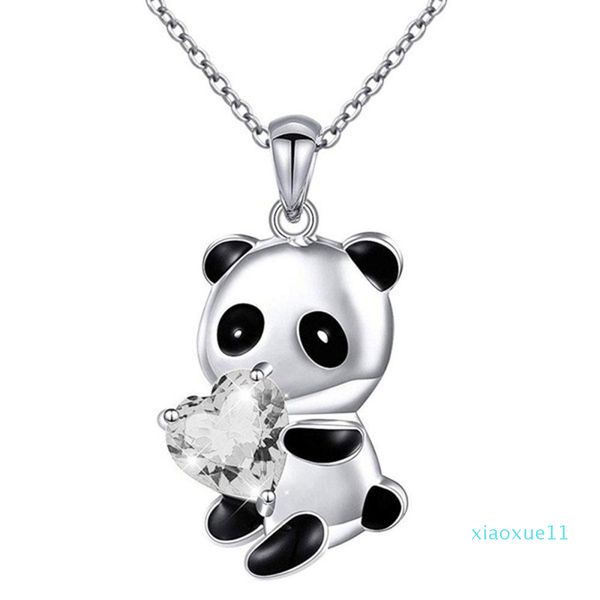 panda bear heart round shape zircon necklace for women child gift chain chokers collar wholesale, Silver
panda bear heart round shape zircon necklace for women child gift chain chokers collar wholesale, Silver