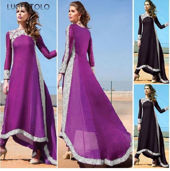 casual dresses lugentolo women elegant long dress fashion muslim slim sleeve autumn winter lace stitching irregular o-neck lady, Black;gray
casual dresses lugentolo women elegant long dress fashion muslim slim sleeve autumn winter lace stitching irregular o-neck lady, Black;gray