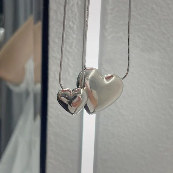 pendant necklaces exaggerated double-sided love heart necklace female european and american clavicle chain for women jewelry, Silver
pendant necklaces exaggerated double-sided love heart necklace female european and american clavicle chain for women jewelry, Silver