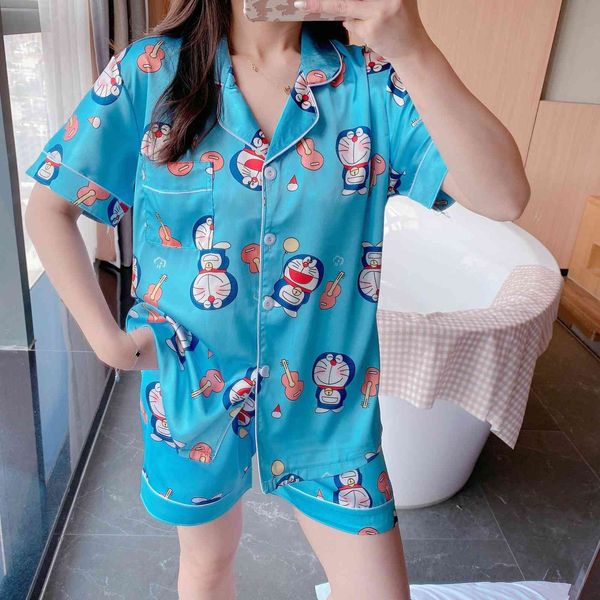 women's sleepwear ins summer pajamas ice silk short sleeve shorts wind thin home clothes suit, Black;red
women's sleepwear ins summer pajamas ice silk short sleeve shorts wind thin home clothes suit, Black;red