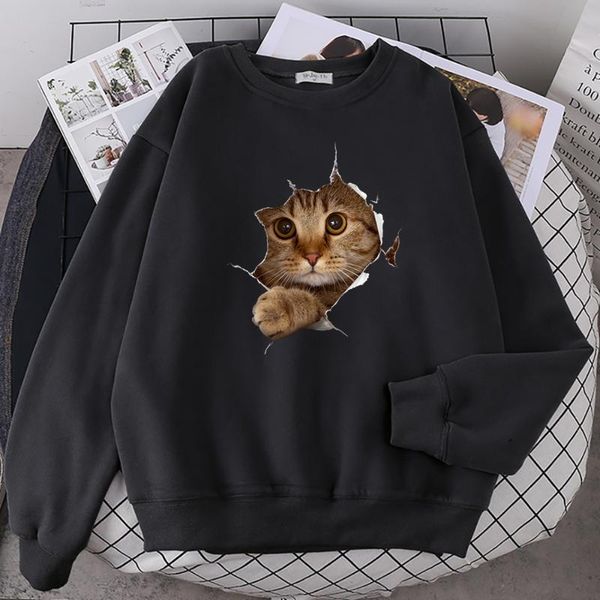women's hoodies & sweatshirts cute voyeur cat cartoons print female autumn fleece hoody pattern pullover sweatshirt street loose clothe, Black
women's hoodies & sweatshirts cute voyeur cat cartoons print female autumn fleece hoody pattern pullover sweatshirt street loose clothe, Black