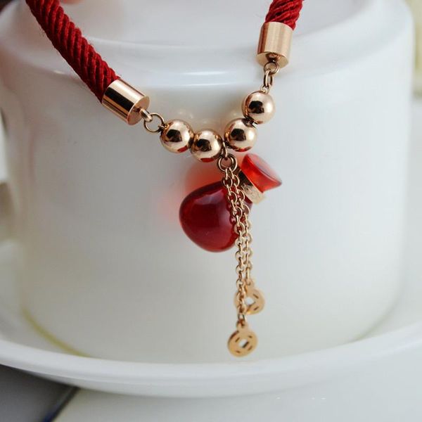 red rope chain resin money bag coin charms bracelet women, chic stainless steel beads bracelets & bangles femme jewelry charm, Golden;silver