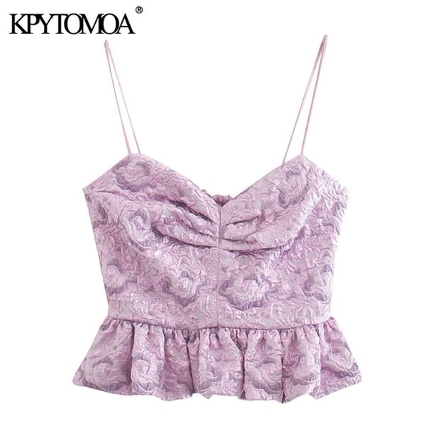women fashion jacquard ruffled cropped blouses backless elastic thin straps female shirts chic 210420, Black;white
women fashion jacquard ruffled cropped blouses backless elastic thin straps female shirts chic 210420, Black;white