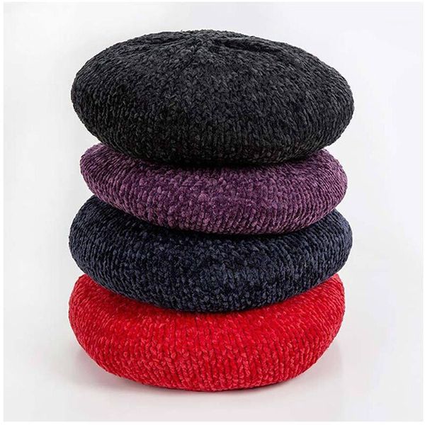 berets winter hat for women chenille vintage style lady solid color soft warm caps female bonnet, Blue;gray
berets winter hat for women chenille vintage style lady solid color soft warm caps female bonnet, Blue;gray