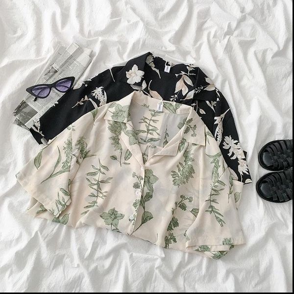 summer casual korean retro short womens shirt sleeved suit collar printed cardigan ladies and blouses, White
summer casual korean retro short womens shirt sleeved suit collar printed cardigan ladies and blouses, White
