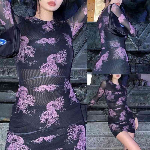 fashion womens casual long-sleeved dress dragon printing perspective high-waist skinny mini skinny dress summer clubwear, Black;gray
fashion womens casual long-sleeved dress dragon printing perspective high-waist skinny mini skinny dress summer clubwear, Black;gray