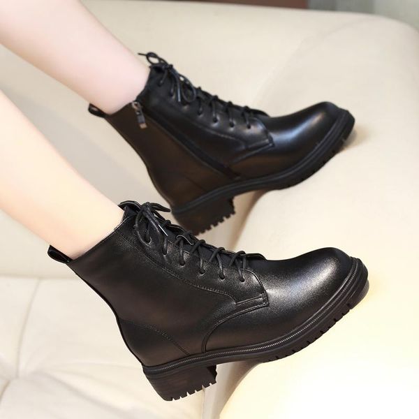 boots fashion ankle women low heel british style winter 2021 flat lace up short cool motorcycle boot ladies shoes, Black 
boots fashion ankle women low heel british style winter 2021 flat lace up short cool motorcycle boot ladies shoes, Black