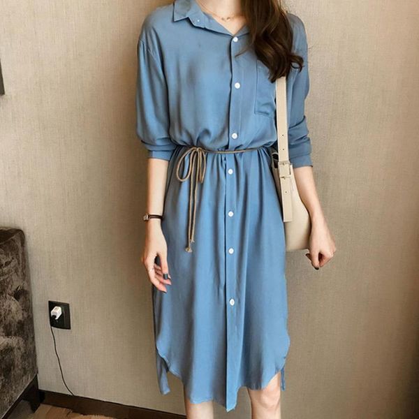 elegant solid color turn-down collar shirt dress fashion women's dresses long sleeve mid-length casual #20, Black;gray
elegant solid color turn-down collar shirt dress fashion women's dresses long sleeve mid-length casual #20, Black;gray