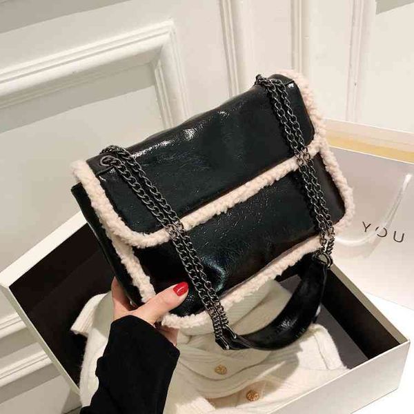 bags handbags wallets 2021 autumn and winter fashion women's trend leisure single shoulder messenger chain simple woolen, Black;red