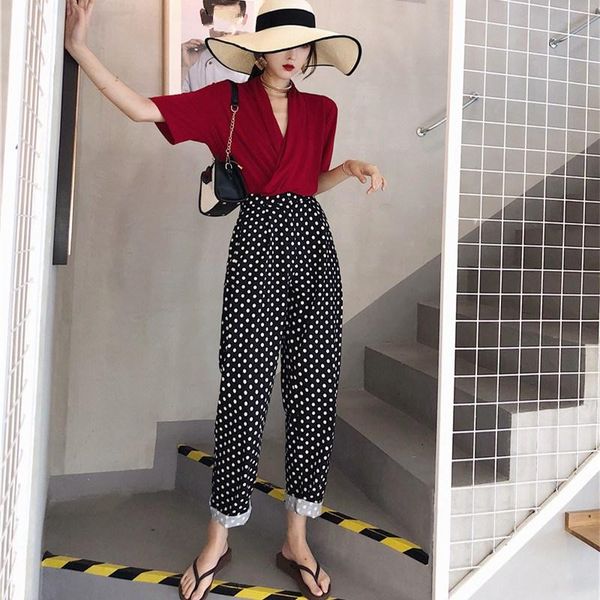 women's pants & capris 2021 women vintage dot printing harem summer high waist casual streetwear loose trousers, Black;white
women's pants & capris 2021 women vintage dot printing harem summer high waist casual streetwear loose trousers, Black;white