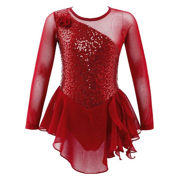 girl's dresses kids girls figure ice skating dress long sleeve shiny sequins ballet dance leotard contemporary lyrical costumes, Red;yellow
girl's dresses kids girls figure ice skating dress long sleeve shiny sequins ballet dance leotard contemporary lyrical costumes, Red;yellow