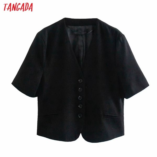 women solid black blazer coat vintage short sleeve fashion female casual chic 4m123 210416
women solid black blazer coat vintage short sleeve fashion female casual chic 4m123 210416