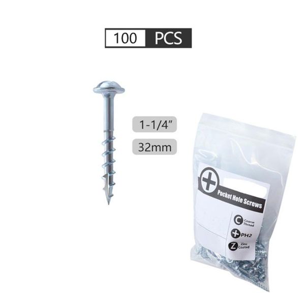 100pcs pocket hole screws 25-63mm self tapping screw for jig system self-tapping oblique device dedicated hand tools
100pcs pocket hole screws 25-63mm self tapping screw for jig system self-tapping oblique device dedicated hand tools