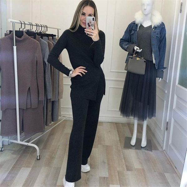 autumn winter women's costume comfortable solid color turtleneck pullover sweater and pants two piece set, White
autumn winter women's costume comfortable solid color turtleneck pullover sweater and pants two piece set, White