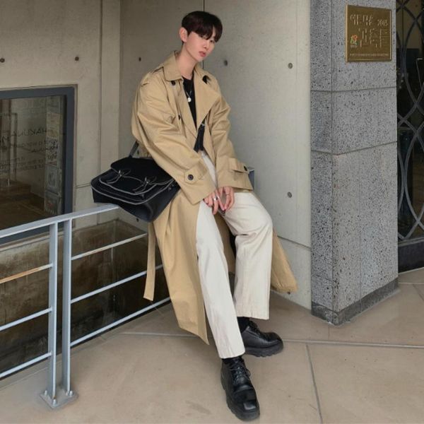 men's trench coats autumn over-the-knee handsome double-breasted coat korean style trendy mid-length casual jacket, Tan;black
men's trench coats autumn over-the-knee handsome double-breasted coat korean style trendy mid-length casual jacket, Tan;black
