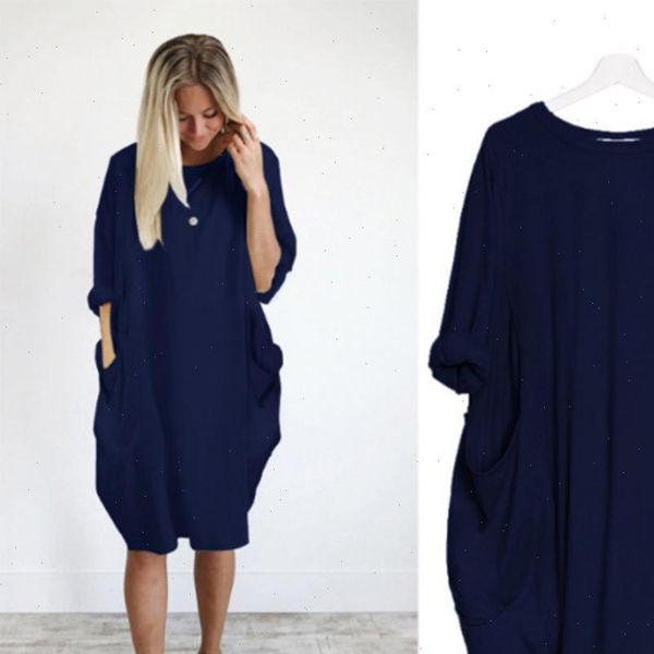 women dress casual solid color woman o neck long sleeve pockets knee length baggy robes, Black;gray
women dress casual solid color woman o neck long sleeve pockets knee length baggy robes, Black;gray