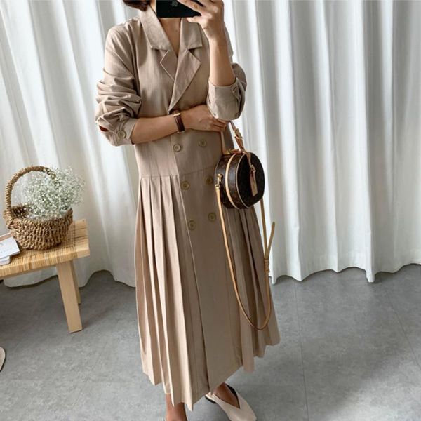 women's trench coats ihobby women loose pleated dress coat spring autumn long sleeve double button bf windbreaker ruffle, Tan;black
women's trench coats ihobby women loose pleated dress coat spring autumn long sleeve double button bf windbreaker ruffle, Tan;black