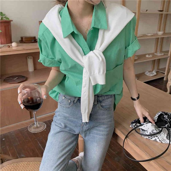 2colors korean style soild color short sleeve blouse women pocket loose chiffon blouses loose summer (k8131) 210423, White
2colors korean style soild color short sleeve blouse women pocket loose chiffon blouses loose summer (k8131) 210423, White