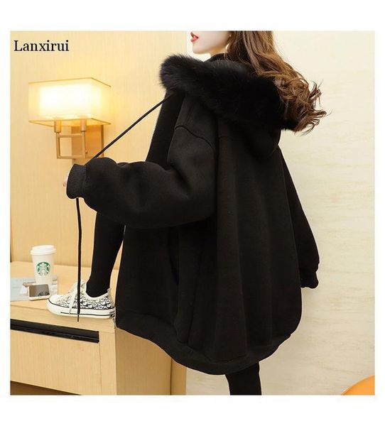 women fur hooded long sleeve daily jacket coat velvet windbreak warm outerwear 2021 autumn winter crop casual clothes women's jackets, Black;brown
women fur hooded long sleeve daily jacket coat velvet windbreak warm outerwear 2021 autumn winter crop casual clothes women's jackets, Black;brown