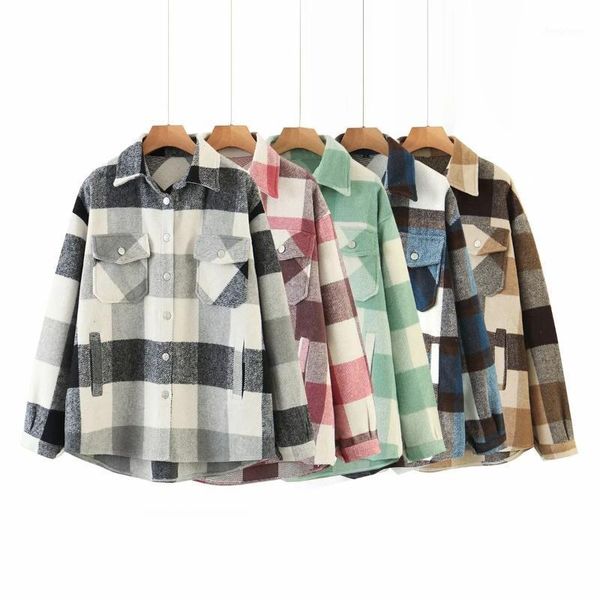women's wool & blends fashion brushed coat lapel single-breasted loose check woolen spring autumn, Black
women's wool & blends fashion brushed coat lapel single-breasted loose check woolen spring autumn, Black