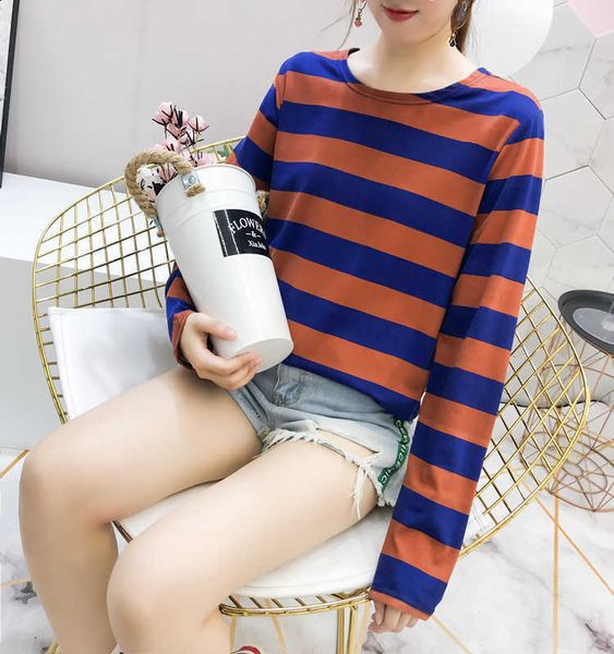 striped autumn korean long sleeve t-shirt base shirt loose pullover student's friend top, White
striped autumn korean long sleeve t-shirt base shirt loose pullover student's friend top, White