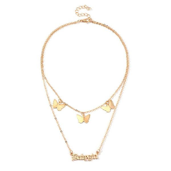 chains fashion gold chain butterfly letter babygirl necklace for women 2021 layered pendant statement gift, Silver
chains fashion gold chain butterfly letter babygirl necklace for women 2021 layered pendant statement gift, Silver