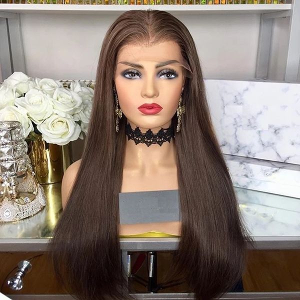natural hairline brown colored synthetic lace front wigs long silky straight cosplay wig for black/white women
natural hairline brown colored synthetic lace front wigs long silky straight cosplay wig for black/white women