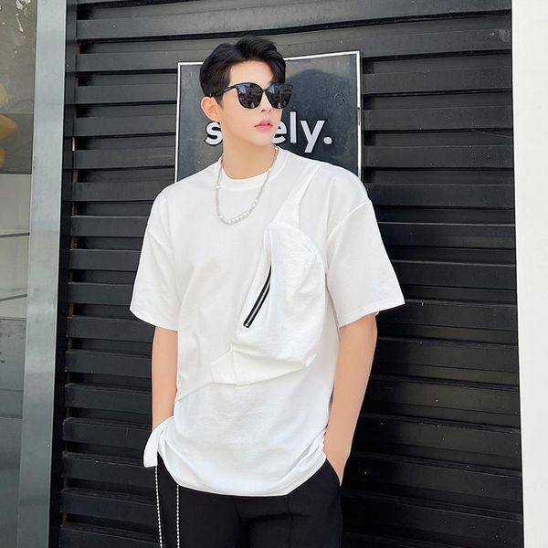 men's t-shirts summer minority cross-body bag decoration design loose large size round collar fashion short-sleeved t-shirt, White;black
men's t-shirts summer minority cross-body bag decoration design loose large size round collar fashion short-sleeved t-shirt, White;black
