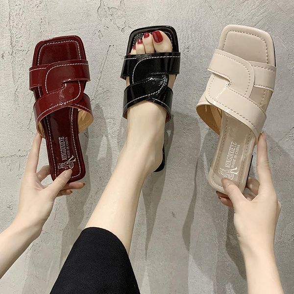 slippers 2021 women shoes woman solid bright leather open toe flat casual female slides summer beach, Black
slippers 2021 women shoes woman solid bright leather open toe flat casual female slides summer beach, Black