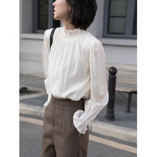 shirt elegant style long sleeve tie female black blouse, White
shirt elegant style long sleeve tie female black blouse, White