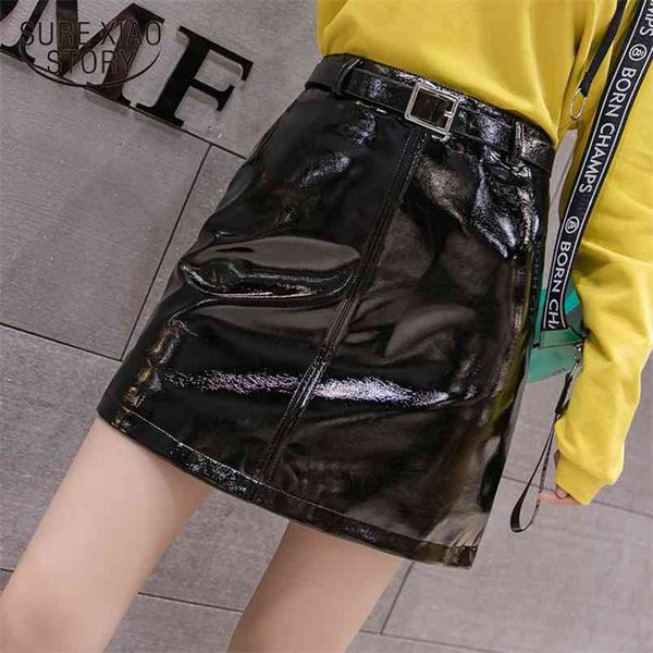 fashion bright black leather hip skirt pu high waist s a-line slim mini s moda mujer 6304 50 210506
fashion bright black leather hip skirt pu high waist s a-line slim mini s moda mujer 6304 50 210506