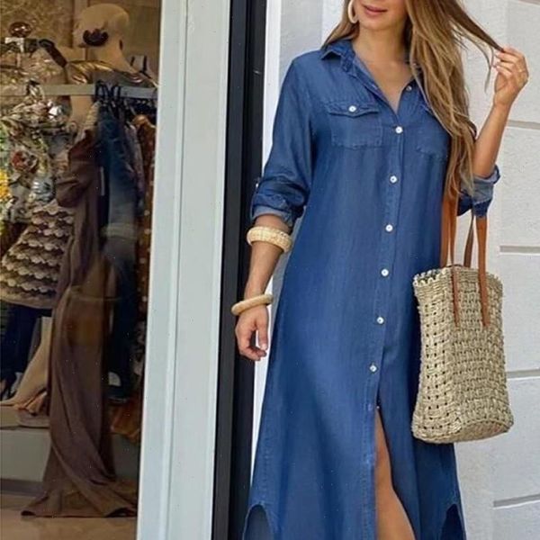 autumn women dresses long dress sleeve shirt denim pocket button print casual loose, Black;gray
autumn women dresses long dress sleeve shirt denim pocket button print casual loose, Black;gray