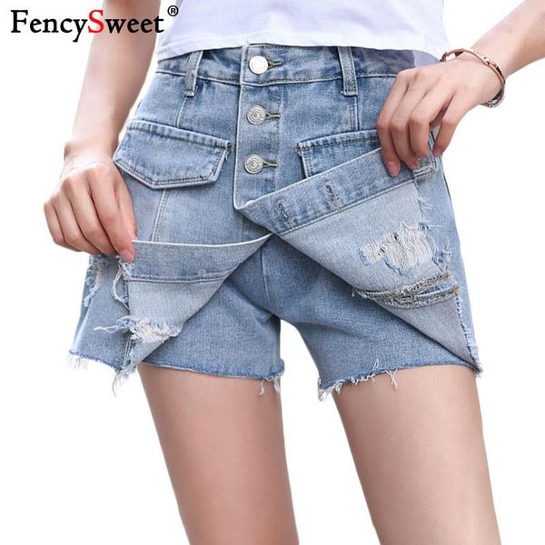 women's shorts fencysweet single breasted ripped jeans skirts women summer high waist denim irregular light blue mini s-xl, White;black
women's shorts fencysweet single breasted ripped jeans skirts women summer high waist denim irregular light blue mini s-xl, White;black