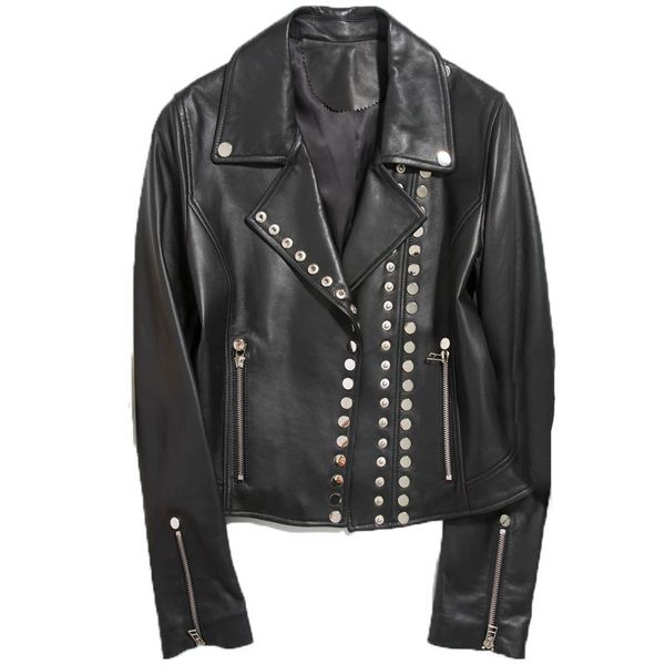 women's leather & faux 100% sheep coat female rivet heavy locomotive brief paragraph cultivate morality, Black
women's leather & faux 100% sheep coat female rivet heavy locomotive brief paragraph cultivate morality, Black