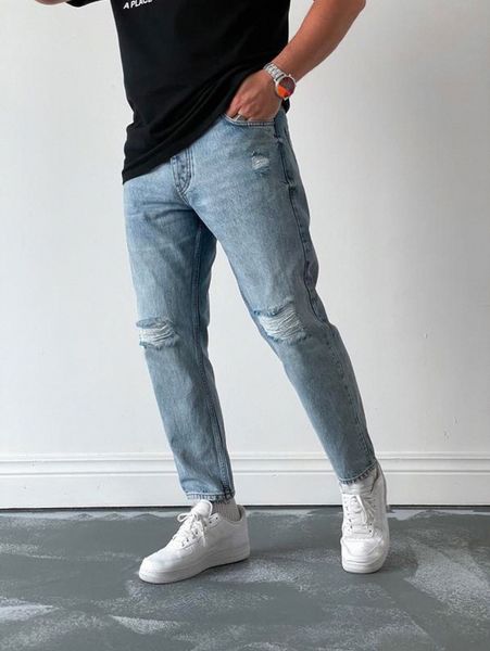 men slant pocket ripped jeans a3nx#, Blue 
men slant pocket ripped jeans a3nx#, Blue