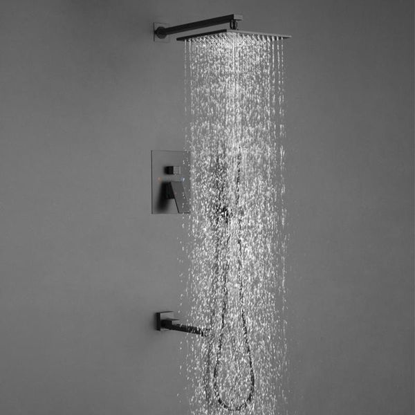 black solid brass bathroom shower faucet set wall-mounted rain concealed mixer sets
black solid brass bathroom shower faucet set wall-mounted rain concealed mixer sets