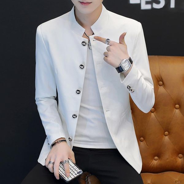 men's suits & blazers ho nicemale slim handsome collar blazer 5 buckle youth student trend casual, White;black
men's suits & blazers ho nicemale slim handsome collar blazer 5 buckle youth student trend casual, White;black
