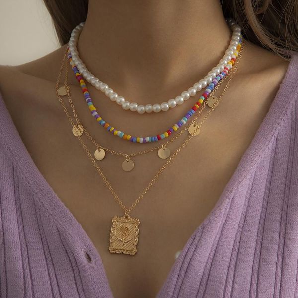 chokers hahagirl simple multi-layer square tag rose pendant necklace for women colorful beaded chain choker wedding jewelry, Golden;silver
chokers hahagirl simple multi-layer square tag rose pendant necklace for women colorful beaded chain choker wedding jewelry, Golden;silver