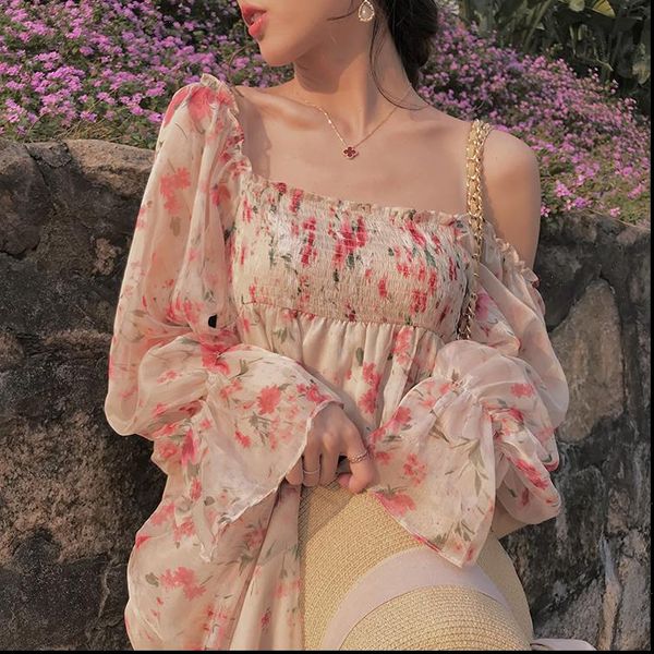 brand summer square neck womens dresses long sleeve floral cute lolita style chiffon midi sweet girls vestidos, Black;gray
brand summer square neck womens dresses long sleeve floral cute lolita style chiffon midi sweet girls vestidos, Black;gray