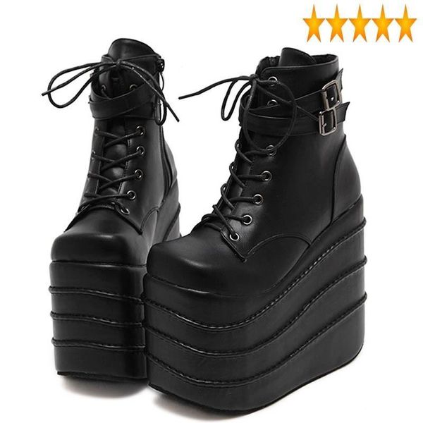 boots gothic wedge high womens heels super platform for woman lace up ankle shoes pumps size black white color
boots gothic wedge high womens heels super platform for woman lace up ankle shoes pumps size black white color
