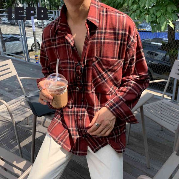 iefb spring vintage plaid shirts men's long sleeve korean fashion loose blouse casual single pocket for male 9y5893 210524, White;black
iefb spring vintage plaid shirts men's long sleeve korean fashion loose blouse casual single pocket for male 9y5893 210524, White;black