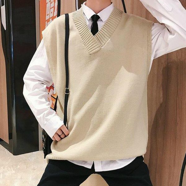 sweater vest men v-neck pullover ins solid bf sleeveless sweaters mens retro waistcoat leisure chic korean style all-match men's vests, Black;white
sweater vest men v-neck pullover ins solid bf sleeveless sweaters mens retro waistcoat leisure chic korean style all-match men's vests, Black;white