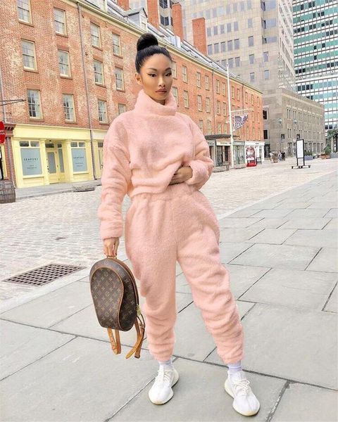women's two piece pants women plush set loose casual 2021 winter solid color turtleneck sweater high waist elastic trousers, White
women's two piece pants women plush set loose casual 2021 winter solid color turtleneck sweater high waist elastic trousers, White